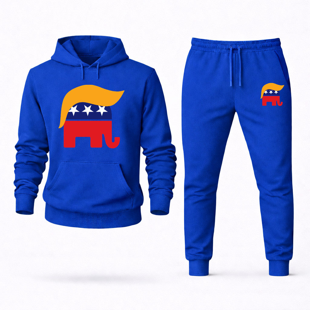 Donald Trump GOP Elephant Hoodie and Joggers Set - Blue