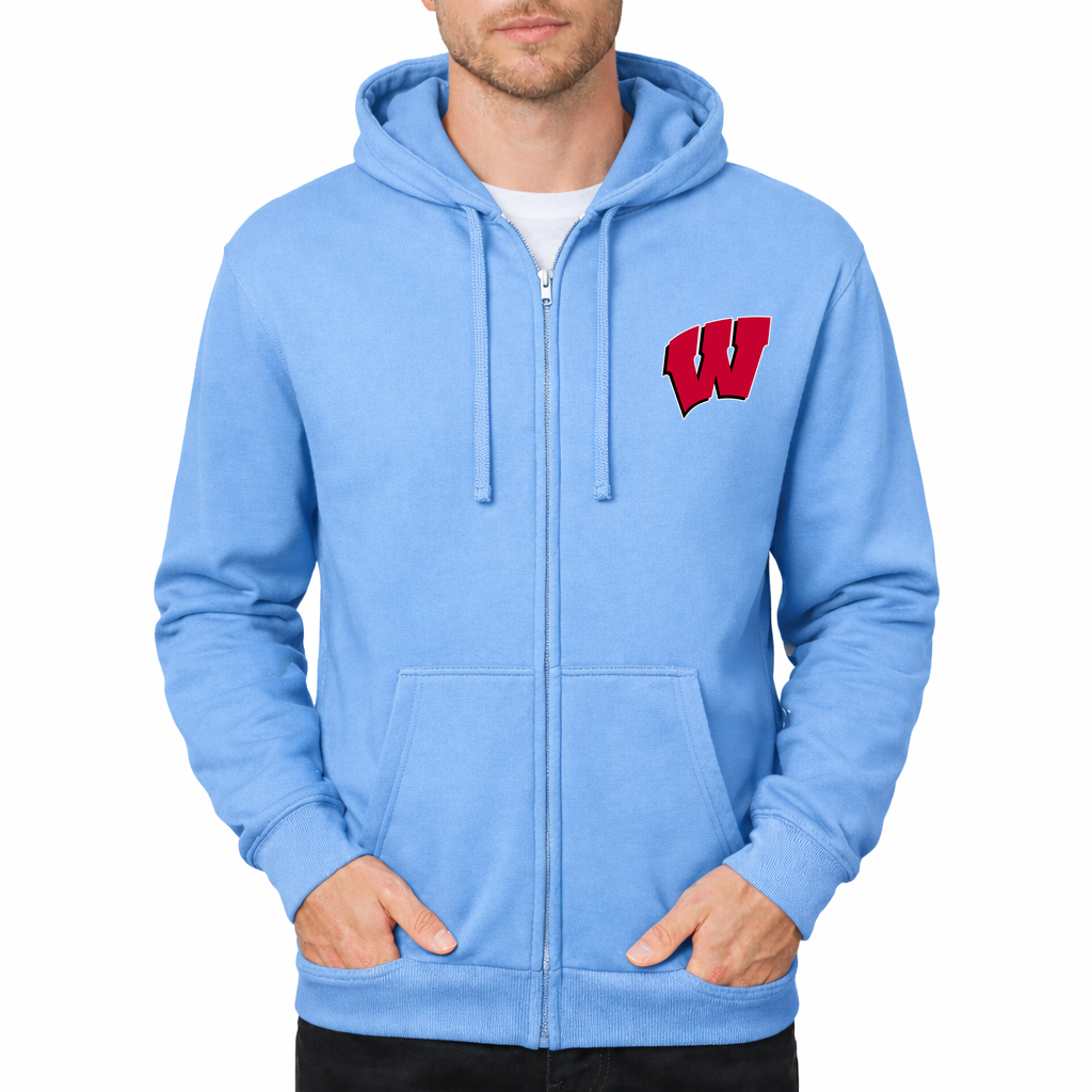 Men's Wisconsin Badgers Zipper Hoodie - Sky Blue
