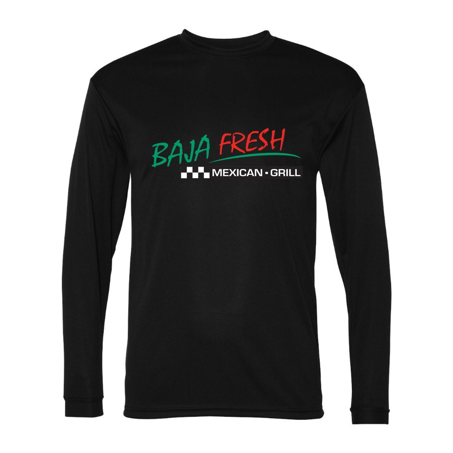Men's Baja Fresh Polyester Long Sleeve T-Shirt - Black