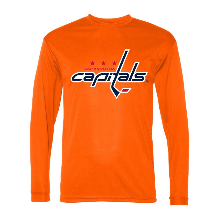 Men's Washington Capitals Polyester Long Sleeve T-Shirt - Safety Orange