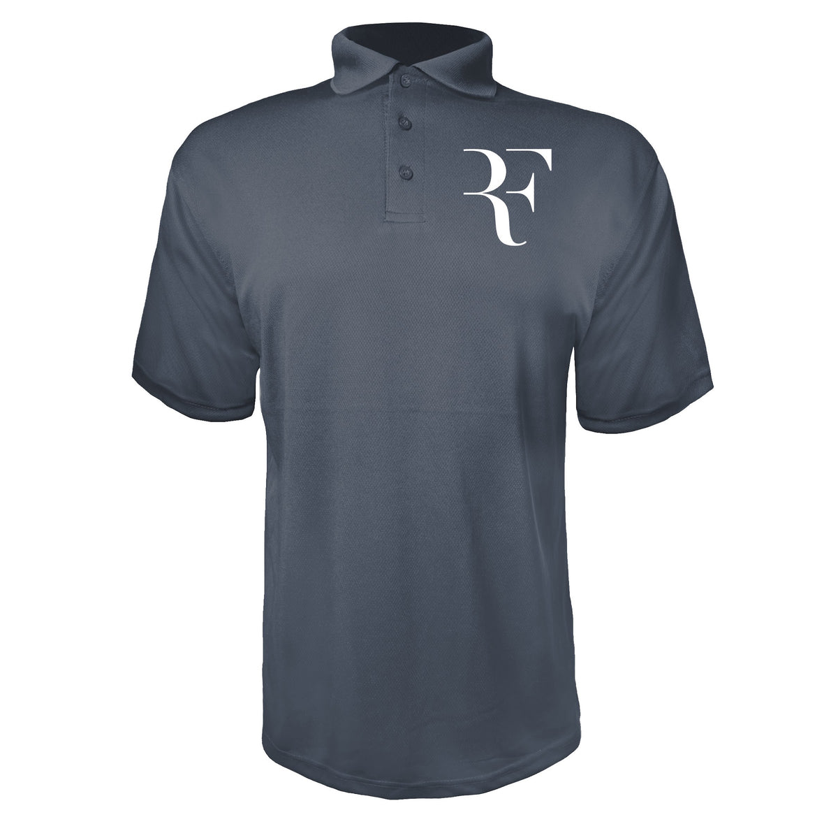 Roger Federer logo white Charcoal polyester polo