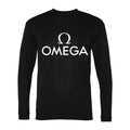 Men's Omega White Logo Polyester Long Sleeve T-Shirt - Black