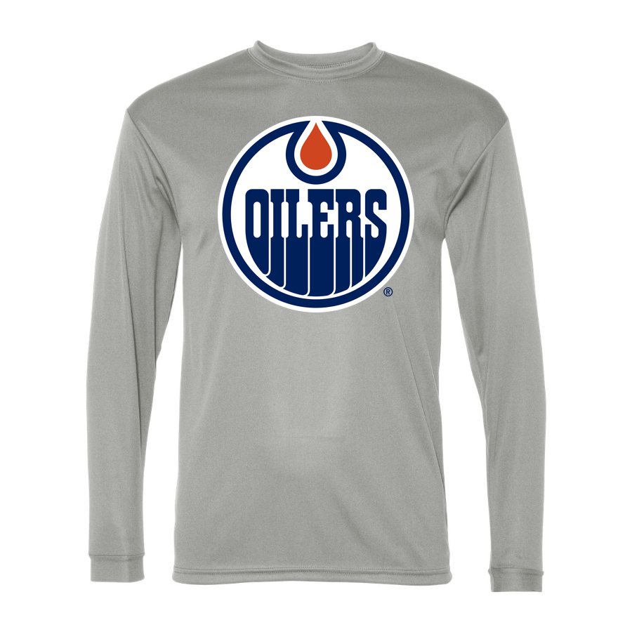 Men's Edmonton Oilers Polyester Long Sleeve T-Shirt - Silver