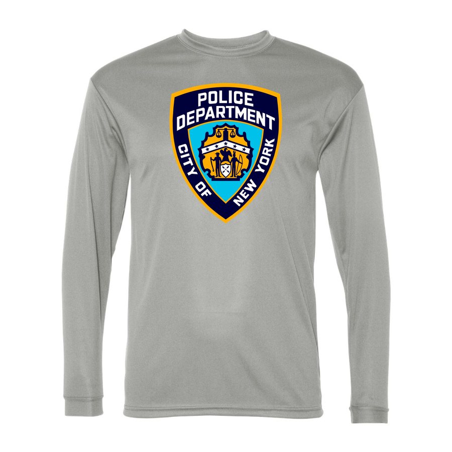 Men's NYPD Polyester Long Sleeve T-Shirt - Silver