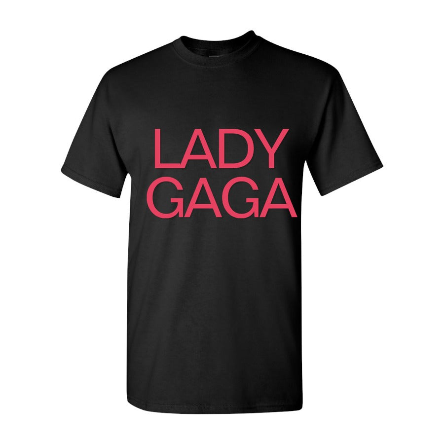 Men's Lady Gaga Logo 768x428 Cotton T-Shirt - Black