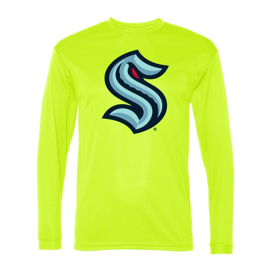 Men's Seattle Kraken Polyester Long Sleeve T-Shirt - Safety Yellow