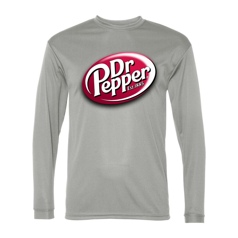 Men's Dr Pepper Polyester Long Sleeve T-Shirt - Silver