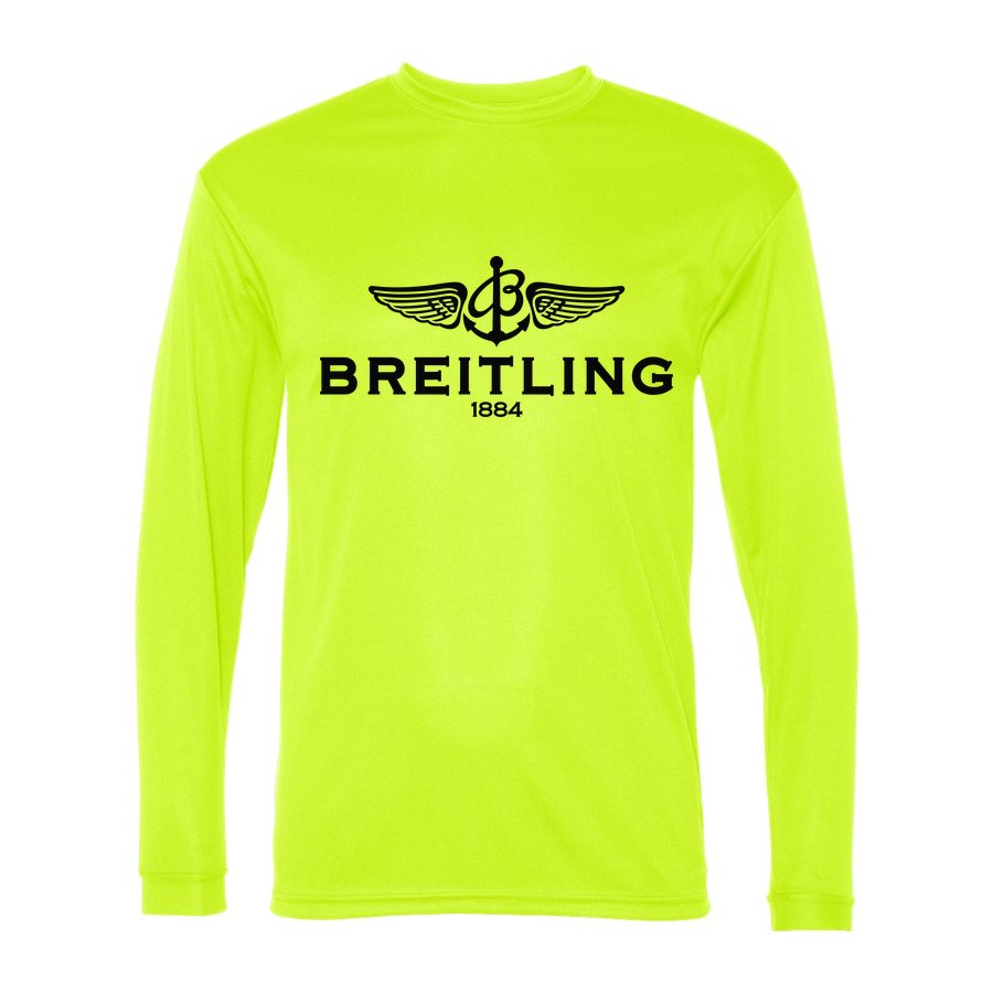 Men's Breitling 1 Polyester Long Sleeve T-Shirt - Safety Yellow