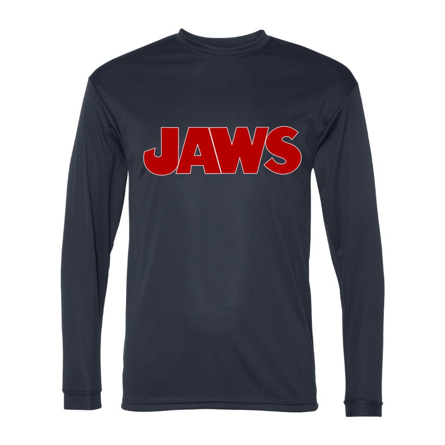 Men's Jaws Polyester Long Sleeve T-Shirt - Navy