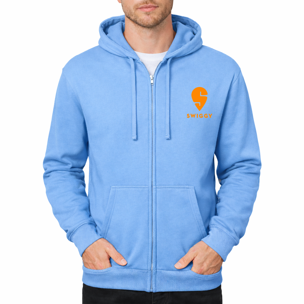 Swiggy Zipper Hoodie - Sky Blue