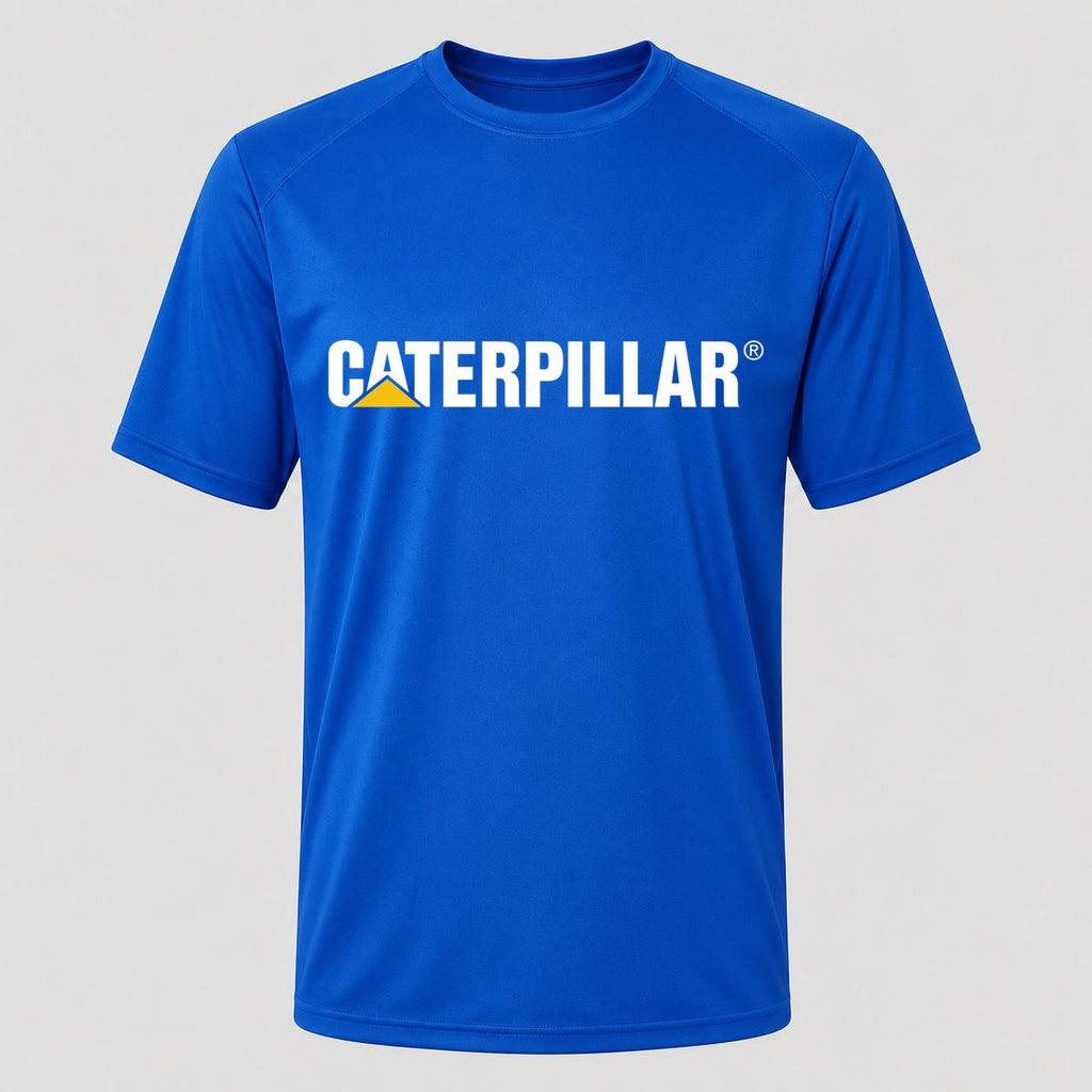 Men's Caterpillar White Performance T-Shirt - Royal Blue