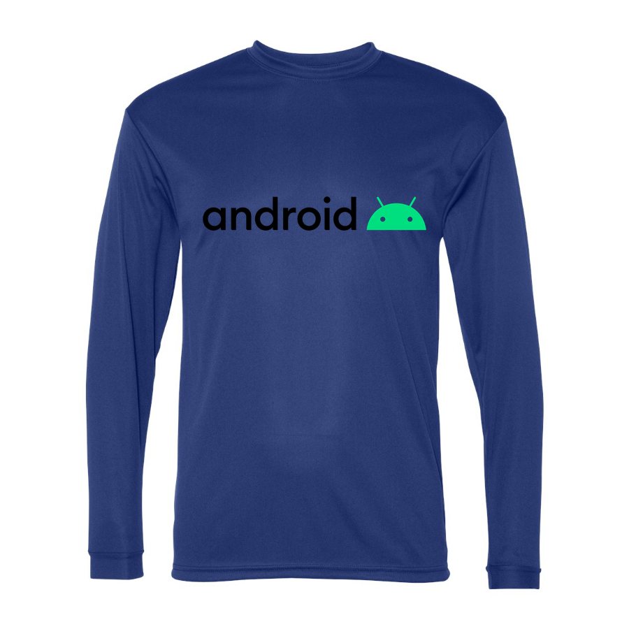Men's Android Polyester Long Sleeve T-Shirt - Royal Blue