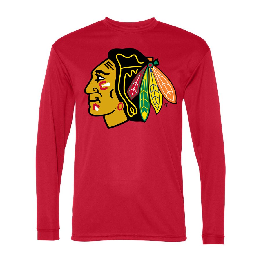 Men's Chicago Blackhawks Polyester Long Sleeve T-Shirt - Red