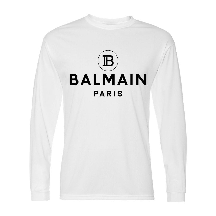 Men's Balmain Paris Polyester Long Sleeve T-Shirt - White