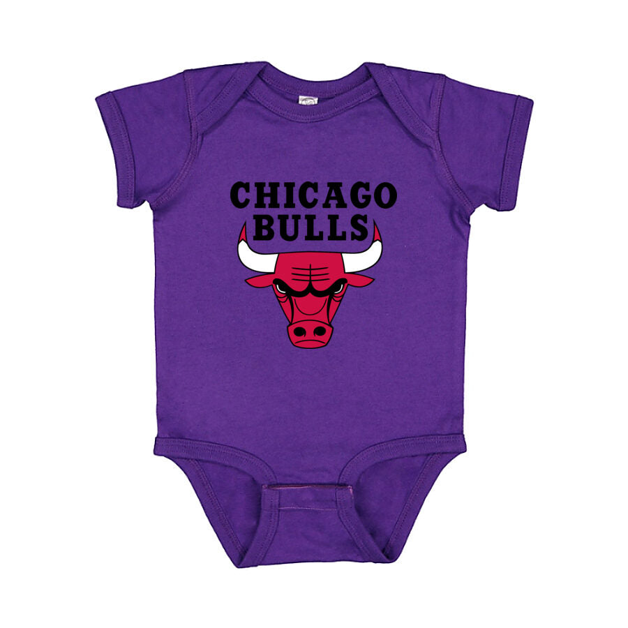 Chicago Bulls Black Logo Baby Romper Onesie - Purple