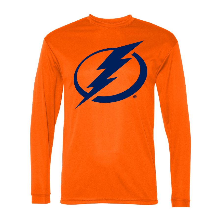 Men's Tampa Bay Lightning Polyester Long Sleeve T-Shirt - Safety Orange
