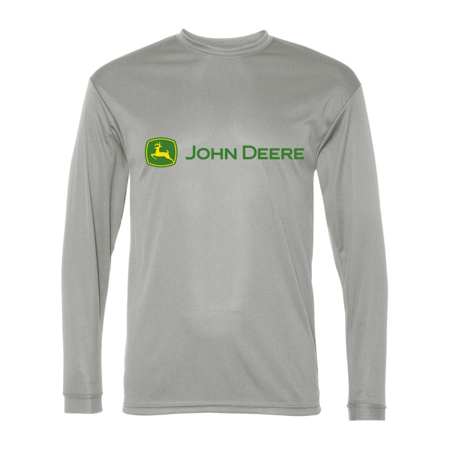 Men's John Deere Polyester Long Sleeve T-Shirt - Silver