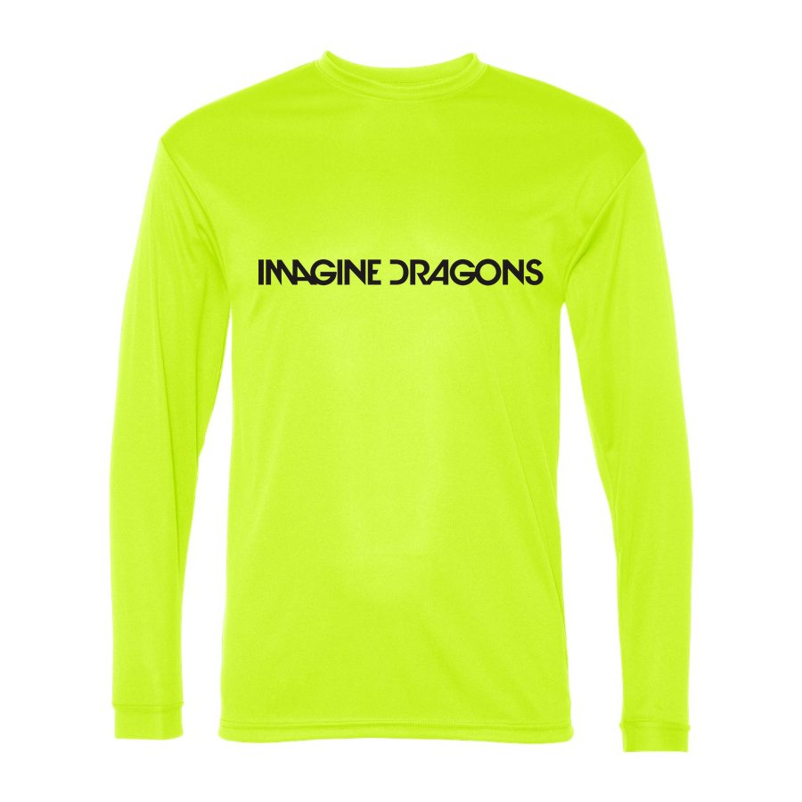 Men's Imagine Dragons Polyester Long Sleeve T-Shirt - Safety Yellow