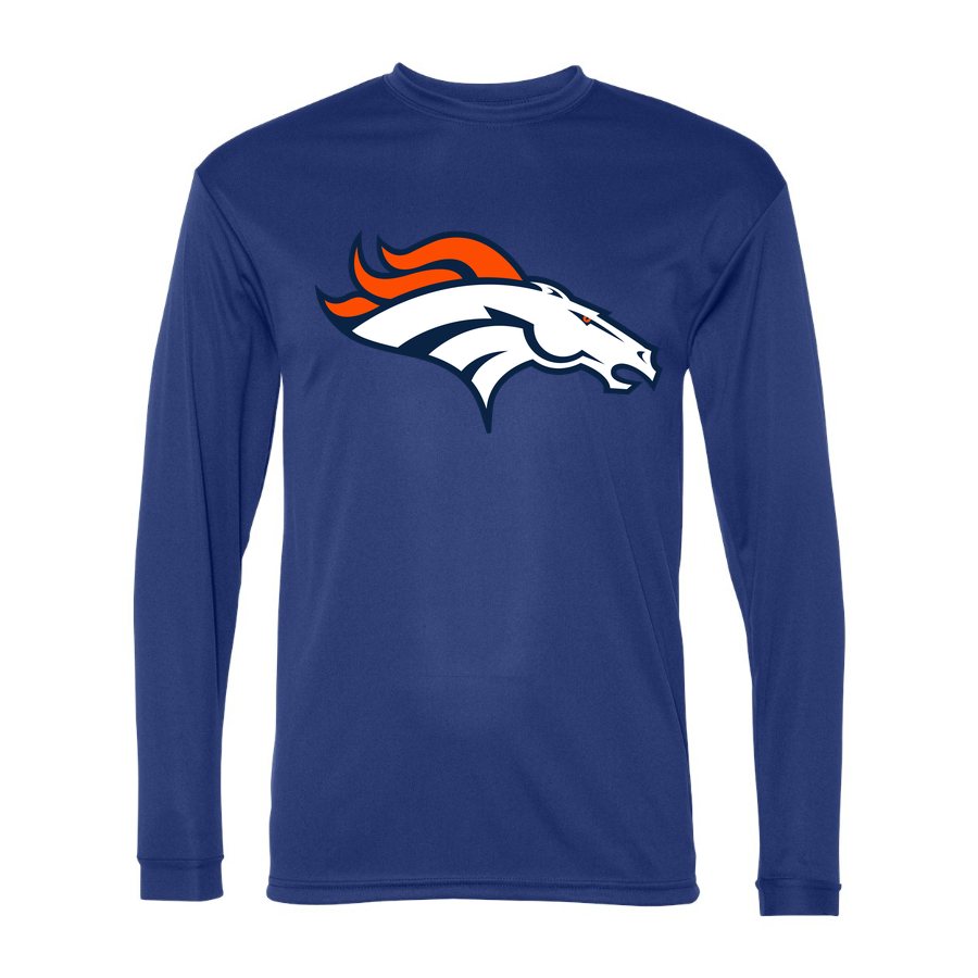Men's Denver Broncos Polyester Long Sleeve T-Shirt - Royal Blue