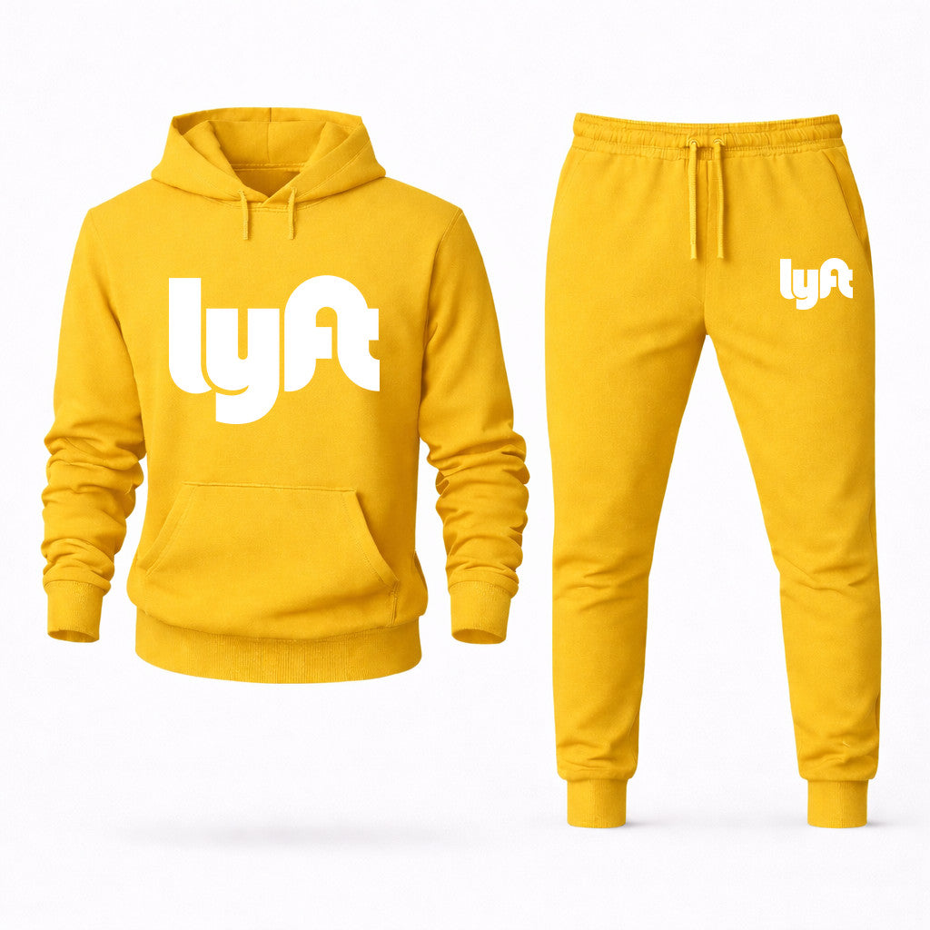 Lyft White Hoodie and Joggers Set - Yellow