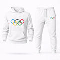 Olympic Ring Black Hoodie and Joggers Set - White