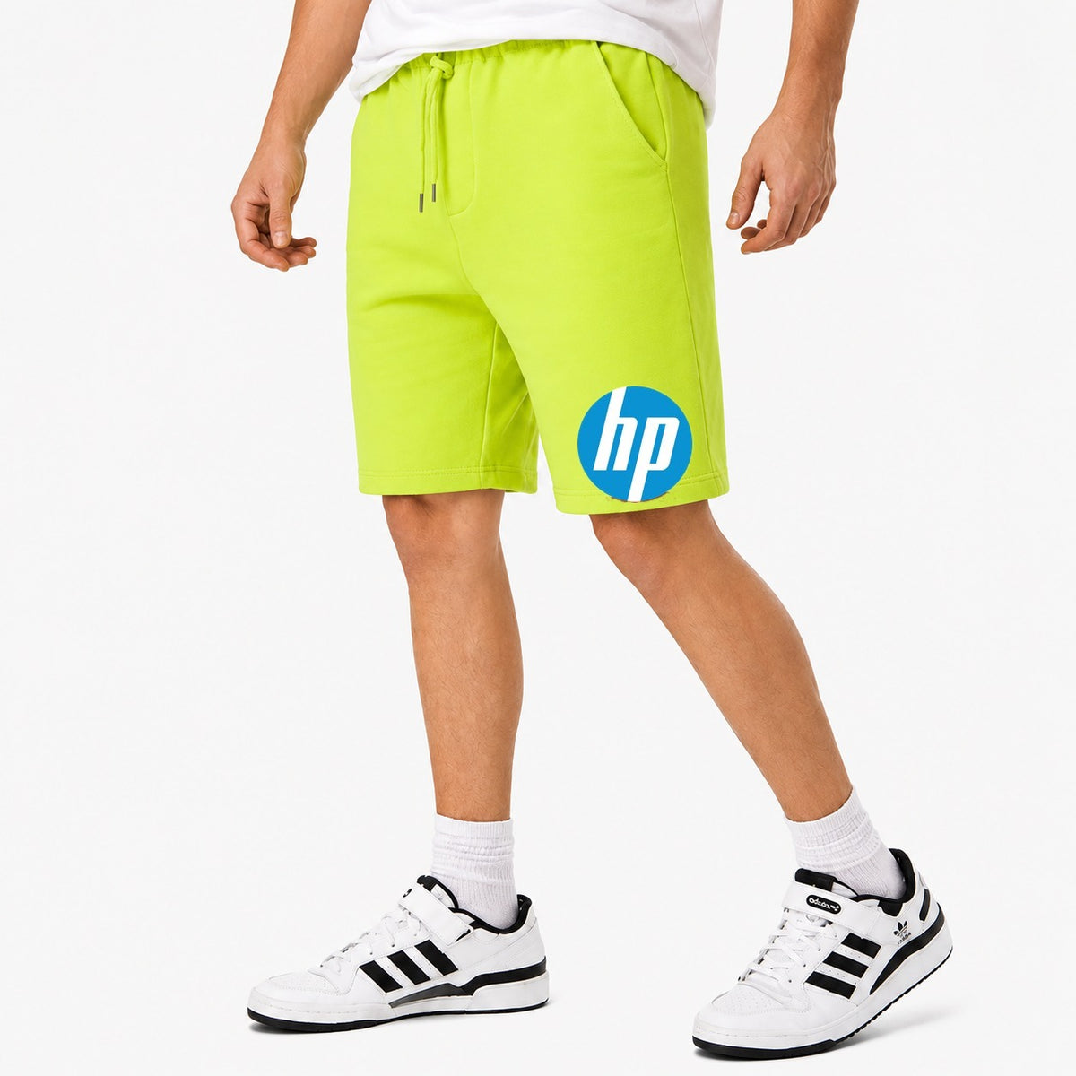 Men's hp Logo Cotton Shorts - Lime Green