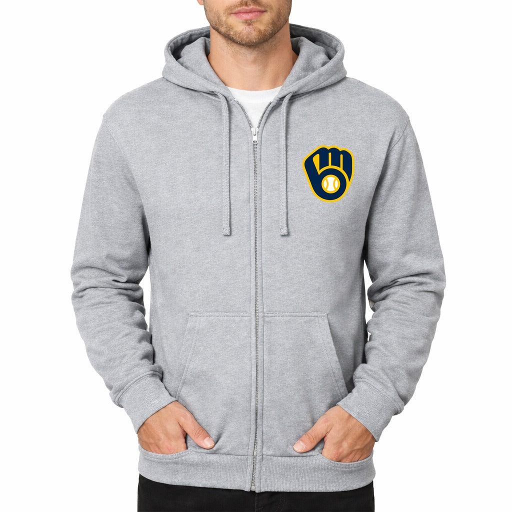 Men's Milwaukee Brewers Zipper Hoodie - Gray