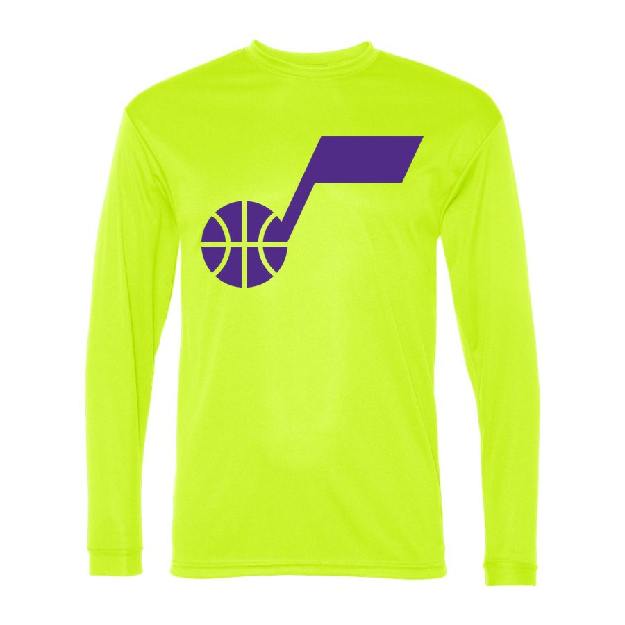 Men's Utah Jazz Polyester Long Sleeve T-Shirt - Safety Yellow