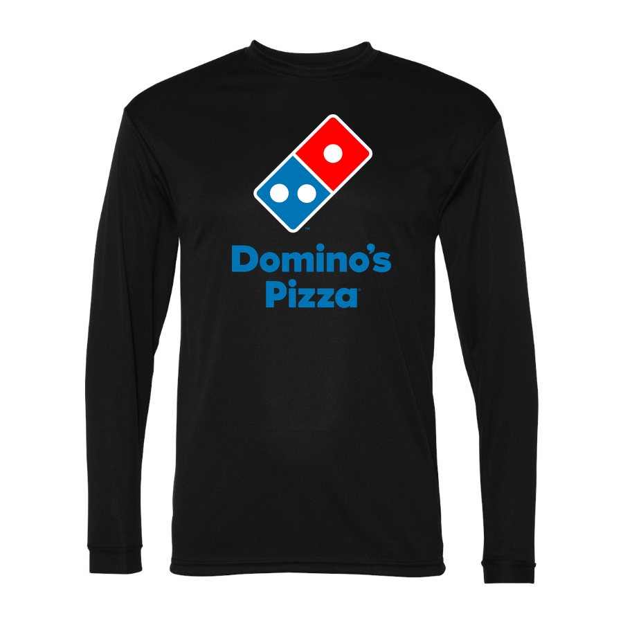 Men's Domino's Pizza Polyester Long Sleeve T-Shirt - Black