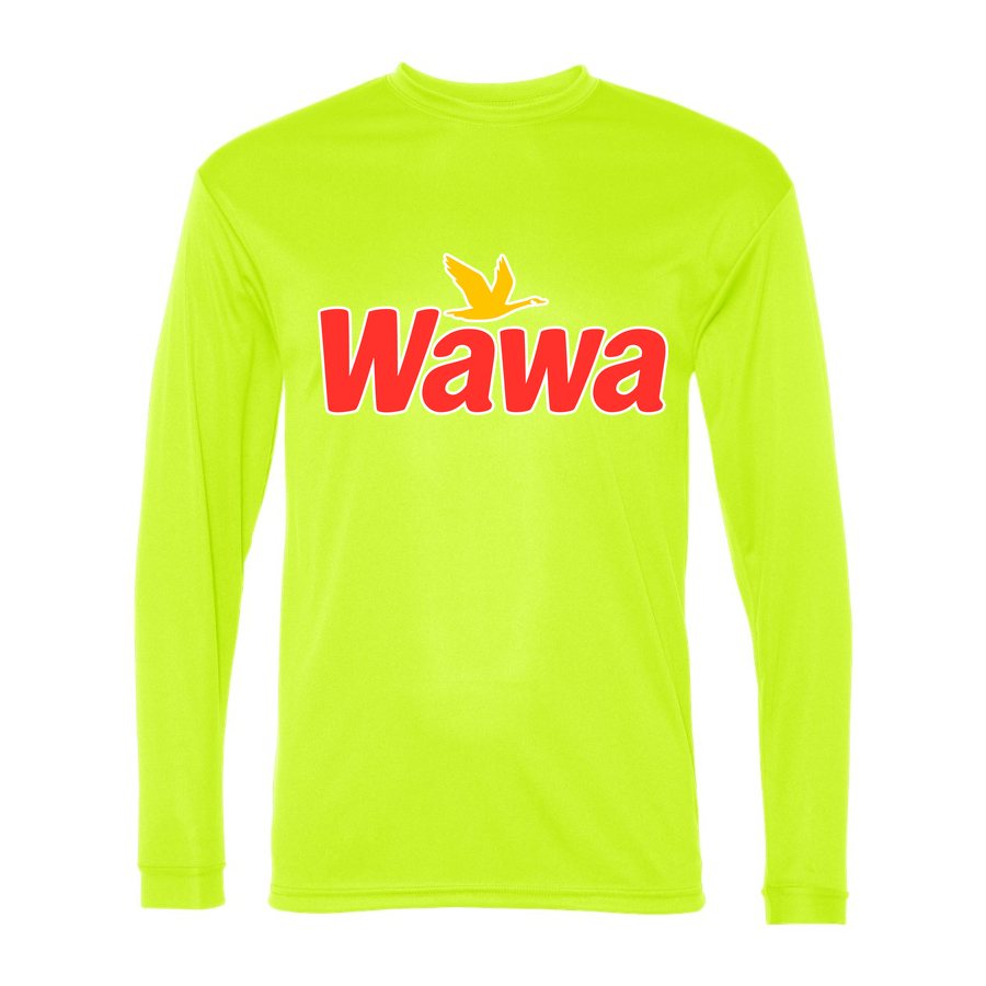Men's Wawa Gas Station Polyester Long Sleeve T-Shirt - Safety Yellow