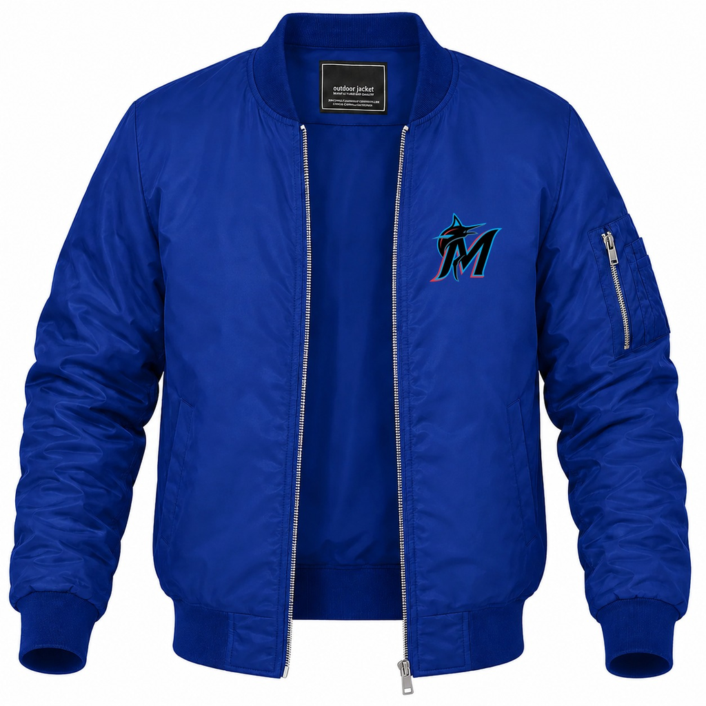 Men's Miami Marlins Lightweight Bomber Jacket - Blue