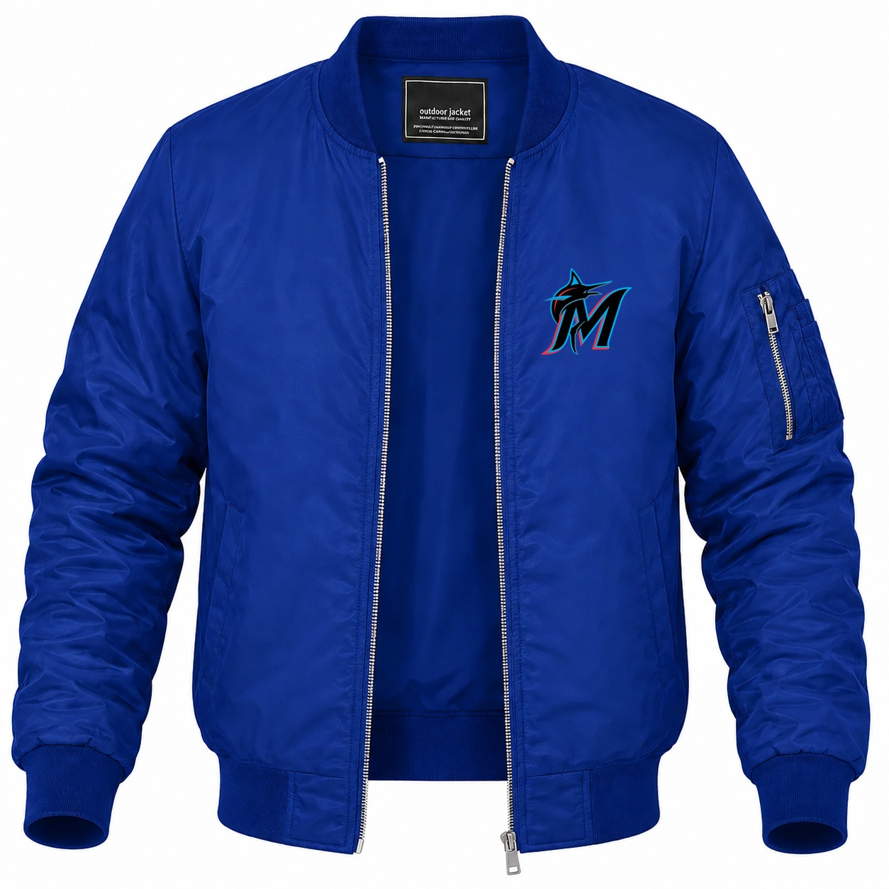 Men's Miami Marlins Lightweight Bomber Jacket - Blue