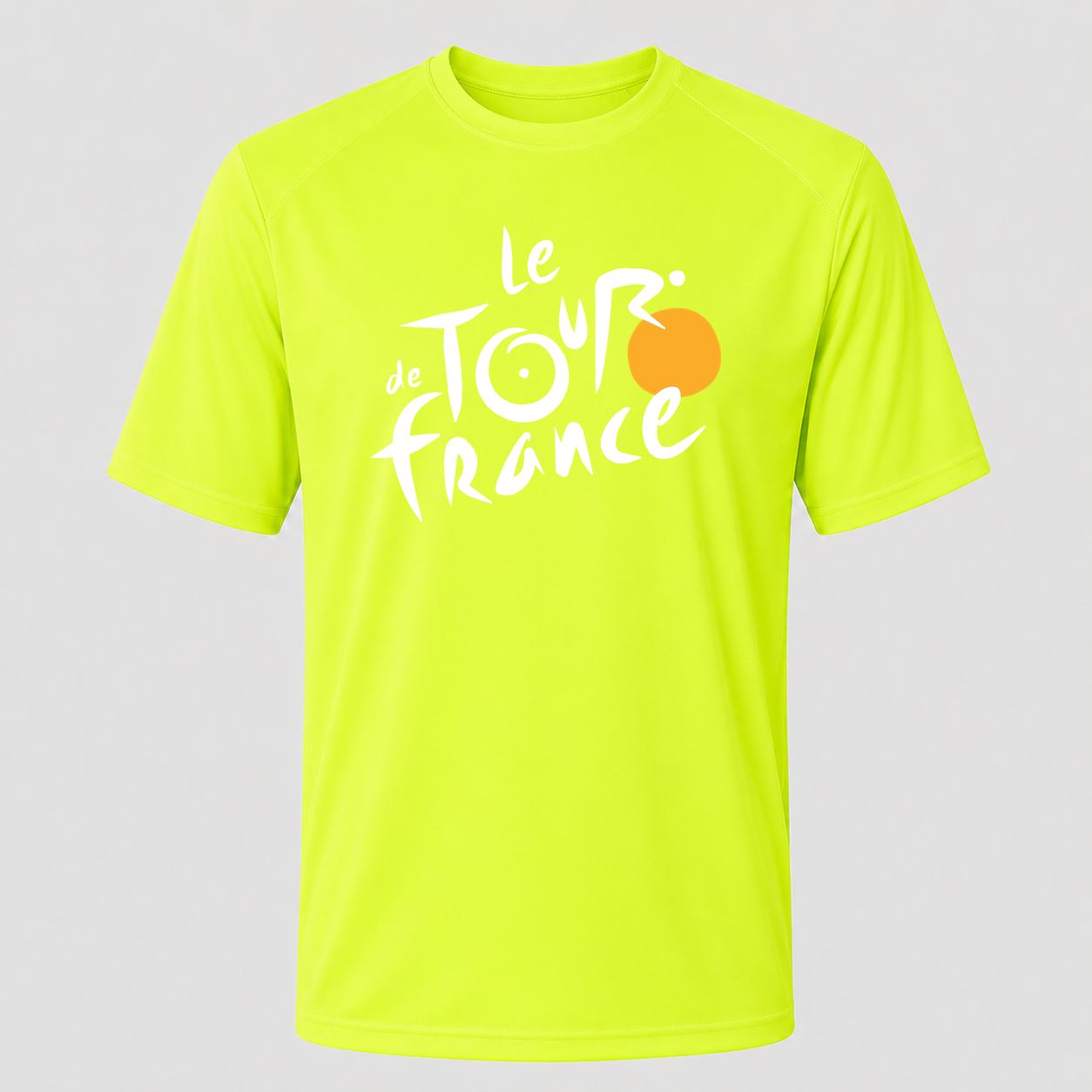 Men's Tour de France White Performance T-Shirt - Safety Green