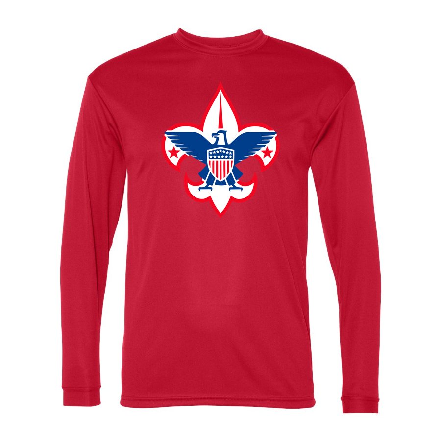 Men's Boy Scout Polyester Long Sleeve T-Shirt - Red