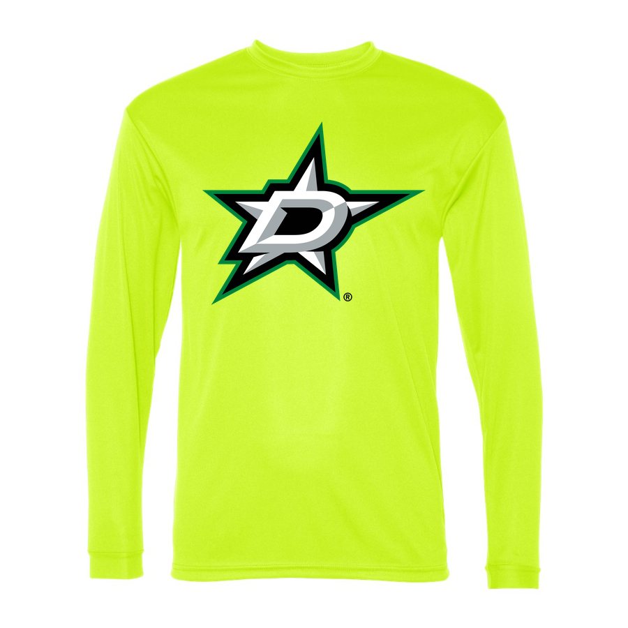 Men's Dallas Stars Polyester Long Sleeve T-Shirt - Safety Yellow