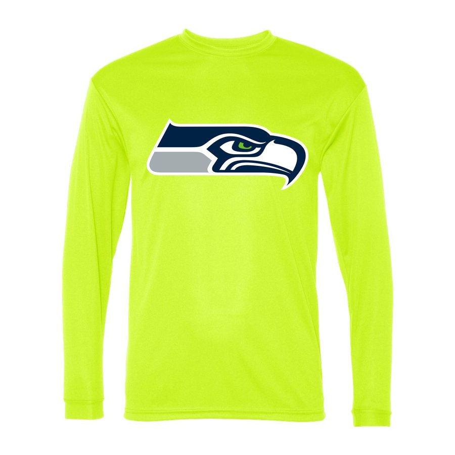 Men's Seattle Seahawks Polyester Long Sleeve T-Shirt - Safety Yellow