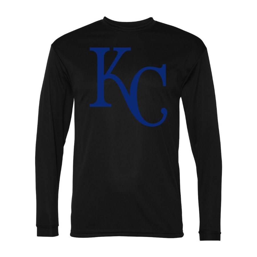Men's Kansas City Royals Polyester Long Sleeve T-Shirt - Black
