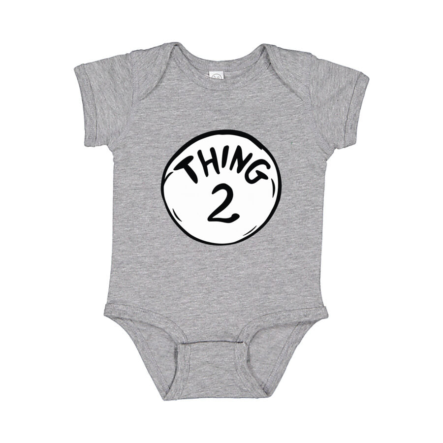 Dr. Seuss Thing 2 Baby Romper Onesie - Gray