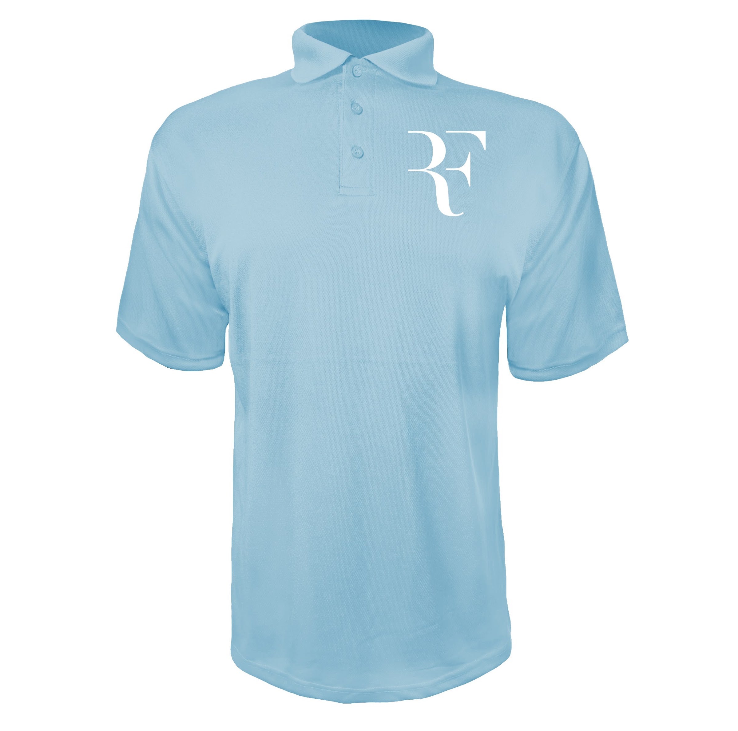 Roger Federer logo white Sky Blue polyester polo