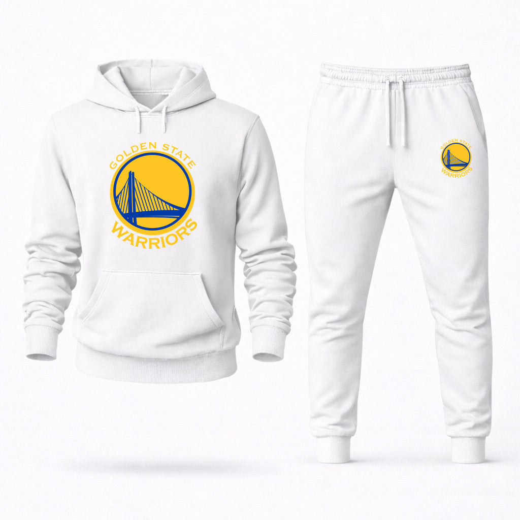 Golden State Warriors Yellow Hoodie and Joggers Set - White