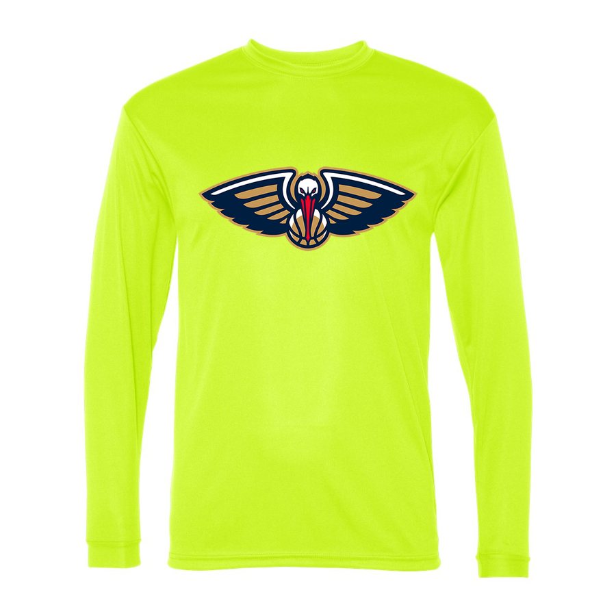 Men's New Orleans Pelicans Polyester Long Sleeve T-Shirt - Safety Yellow