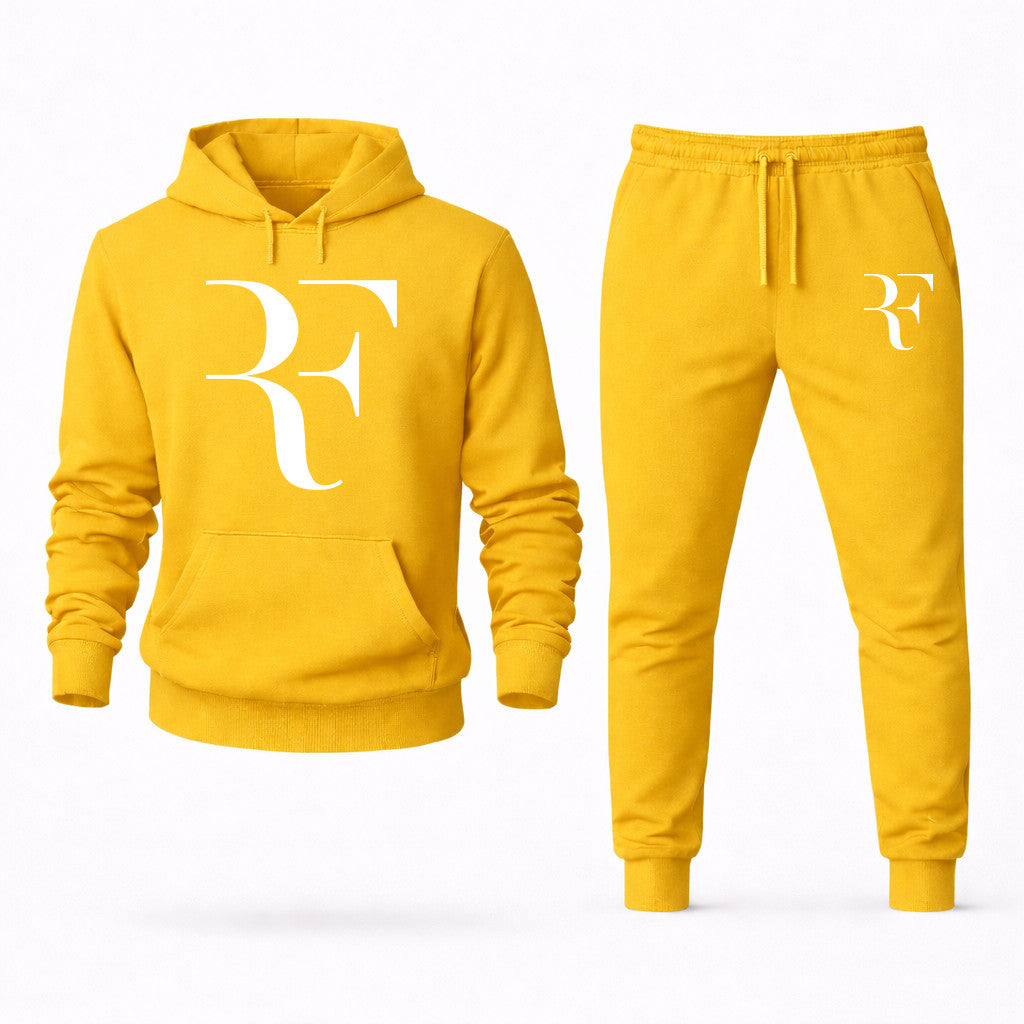 Roger Federer White Hoodie and Joggers Set - Yellow