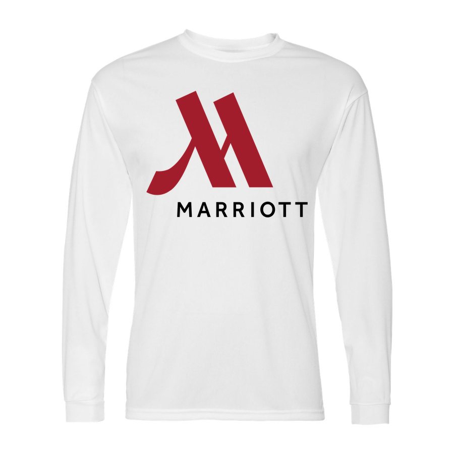Men's Marriott Polyester Long Sleeve T-Shirt - White