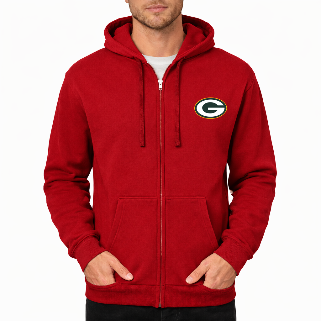 Men's Green Bay Packers Zipper Hoodie - Red
