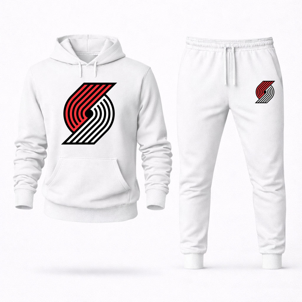 Portland Trail Blazers Hoodie and Joggers Set - White