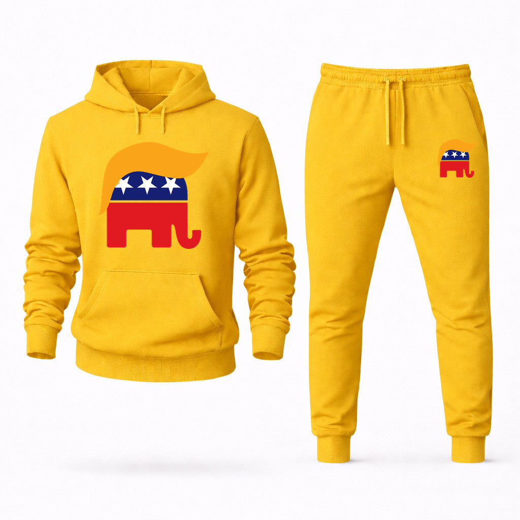 Donald Trump GOP Elephant Hoodie and Joggers Set - Yellow