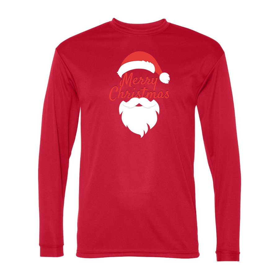 Men's Merry Christmas Santa Claus Polyester Long Sleeve T-Shirt - Red