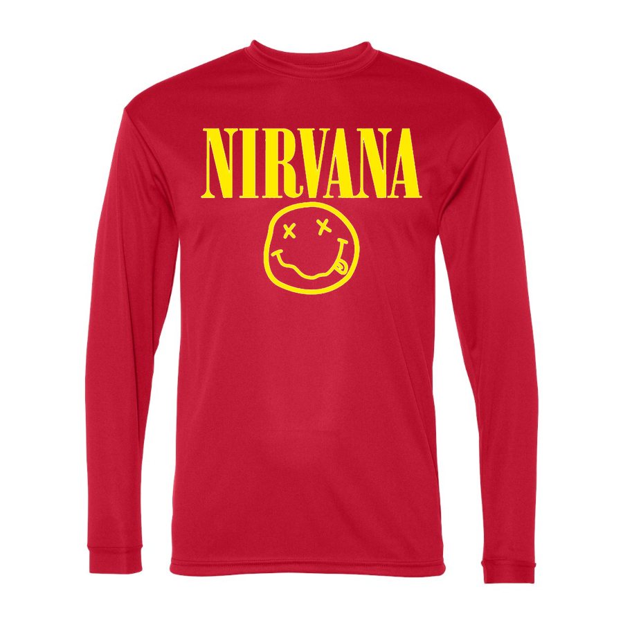 Men's Nirvana Polyester Long Sleeve T-Shirt - Red