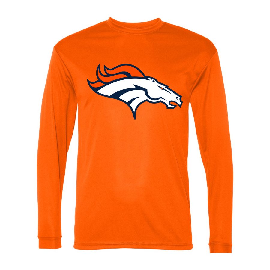 Men's Denver Broncos Polyester Long Sleeve T-Shirt - Safety Orange