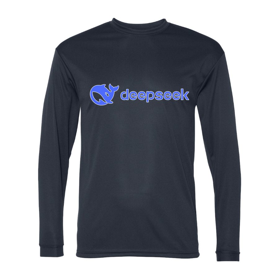 Men's DeepSeek Polyester Long Sleeve T-Shirt - Navy